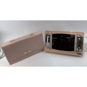 Vintage Mary Kay Pink Portable Lighted Makeup Mirror Cosmetic Travel Case Works